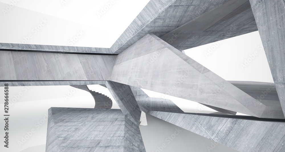 Abstract architectural concrete interior of a minimalist house. 3D illustration and rendering. Abstract architectural concrete interior of a minimalist house. 3D illustration and rendering.