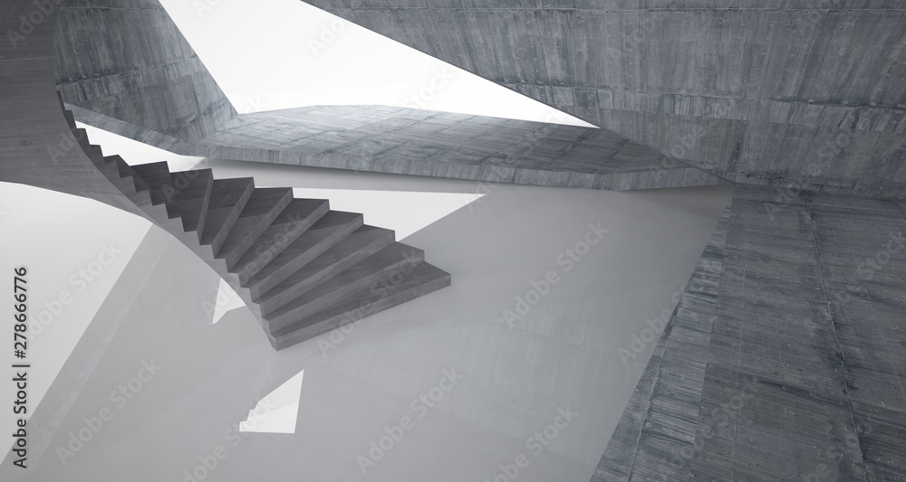 Obraz premium Abstract architectural concrete interior of a minimalist house. 3D illustration and rendering.