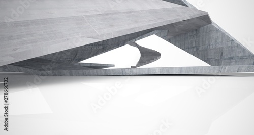 Abstract architectural concrete interior of a minimalist house. 3D illustration and rendering.