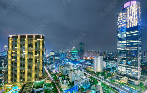 Jakarta city skyline with urban skyscrapers at night © Leo Lintang