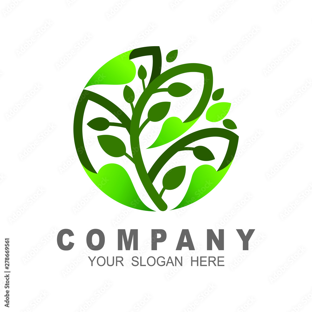 Fototapeta premium nature logo design, life in circle shape logo vector