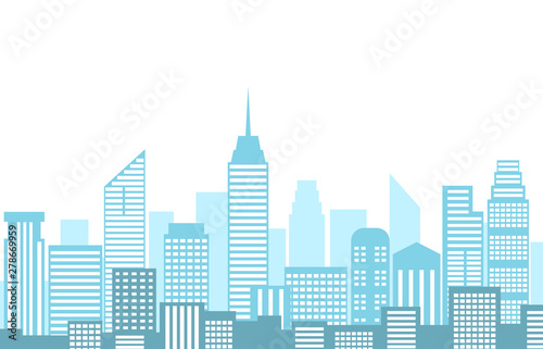Vector illustration of urban landscape with city skyline and building isolated on white background