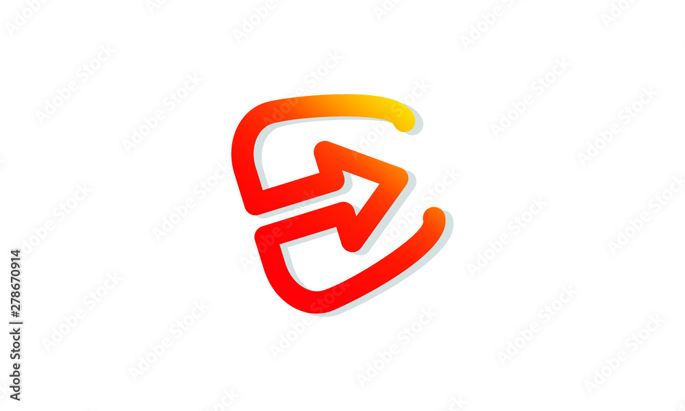 letter E logo with arrow shape letter E logo with arrow shape