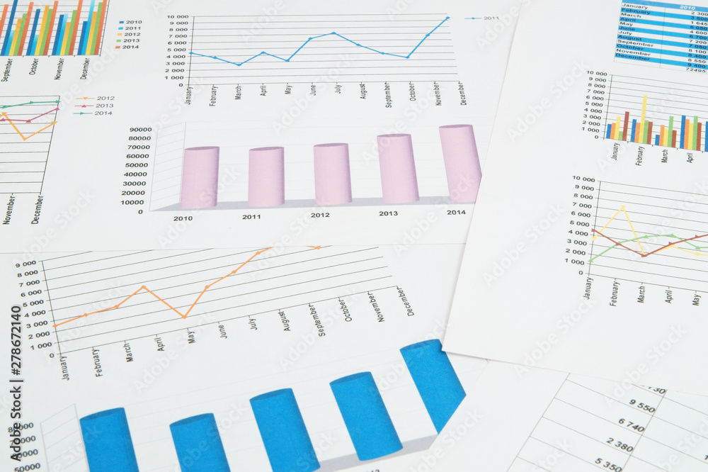 Business concept, financial charts and graphs as background Business concept, financial charts and graphs as background