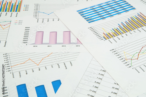 Business concept, financial charts and graphs as background