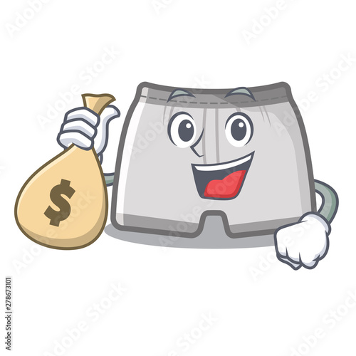 With money bag swimming trunks in the cartoon shape