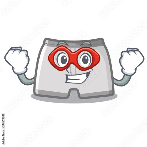 Super hero swimming trunks isolated with the mascot