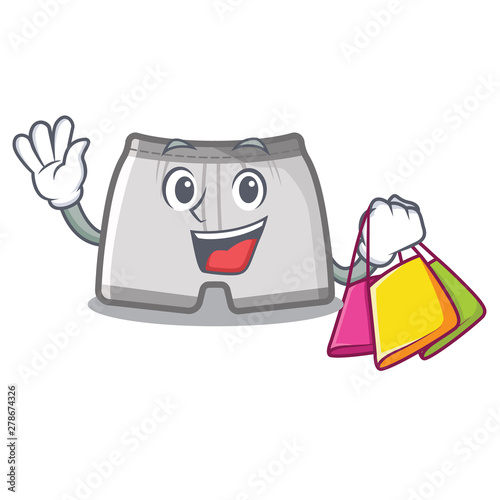 Shopping swimming trunks isolated with the mascot