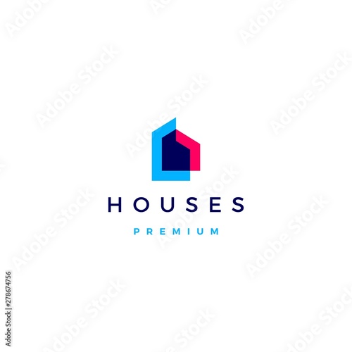 house home architect mortgage facade logo vector icon illustration overlapping style