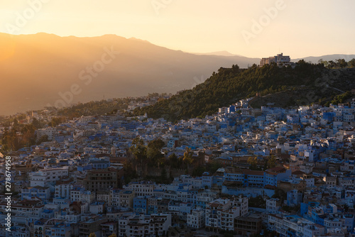 Panorama of blue Medina of Chefchaouen city © shirophoto