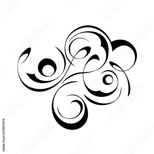 decorative abstract ornament with curls in black lines on a white background