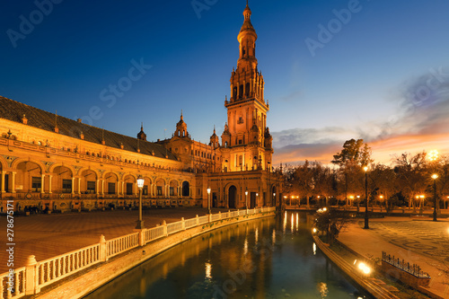 Plaza de Espana (Place d' Espagne) it is tourist attraction and landmark in Sevilla Andalusia, Spain  © nonglak