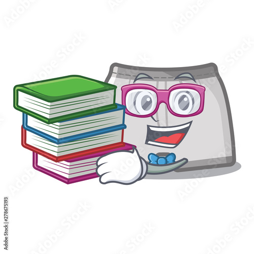 Student with book swimming trunk in the cartoon locker