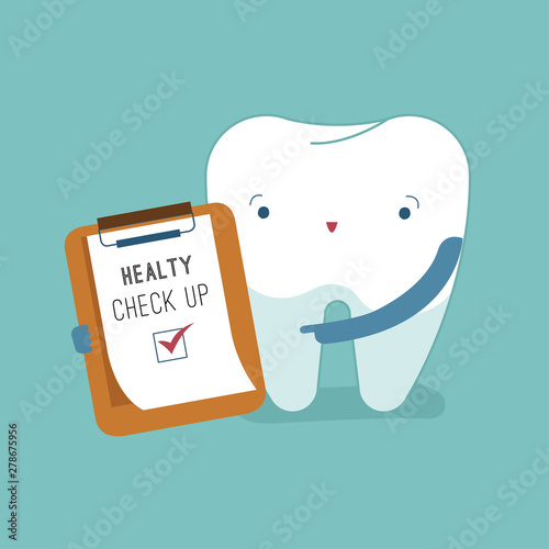 Check up for good healthy of dental, tooth cartoon concept.