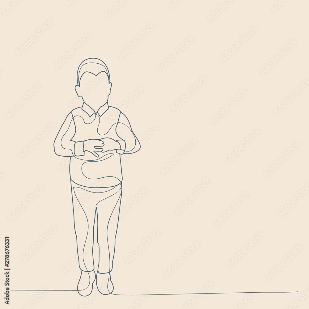 isolated, sketch with lines, child boy on a beige background isolated, sketch with lines, child boy on a beige background