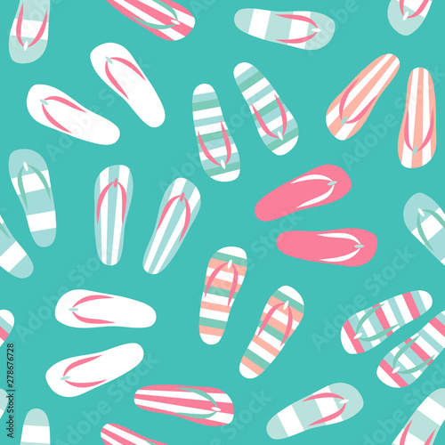 vector seamless summer pattern with flip flops