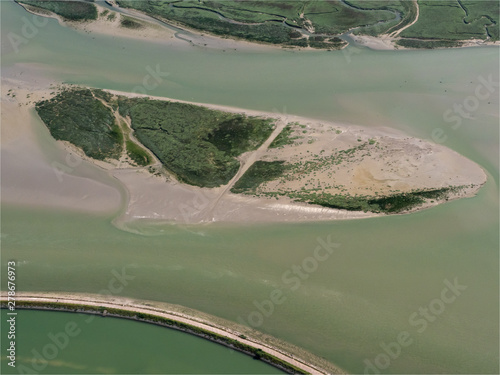 vue aérienne de la Baie de Somme au nord de la France