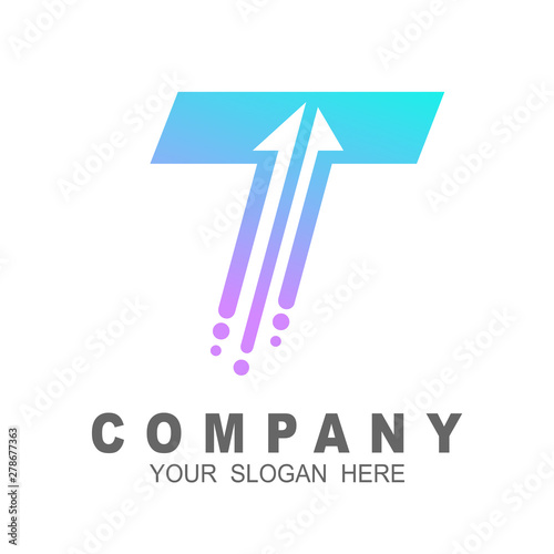 Letter t with arrow logo design vector, fast and letter t icon , success symbol