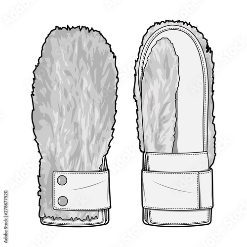 Gloves fashion flat sketch template