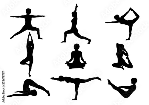 Silhouette Yoga Pose by Woman Instructor