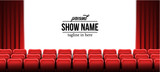 present show name template with red empty seats at cinema movie theater