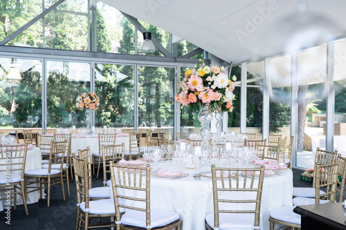 Restaurant wedding table  setup 