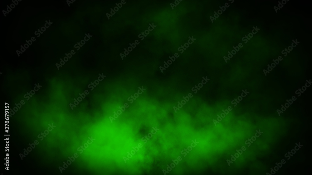 Abstract green smoke steam moves on background . The concept of aromatherapy.