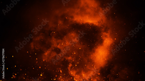Perfect fire particles embers on background . Smoke fog misty texture overlays. Design element.