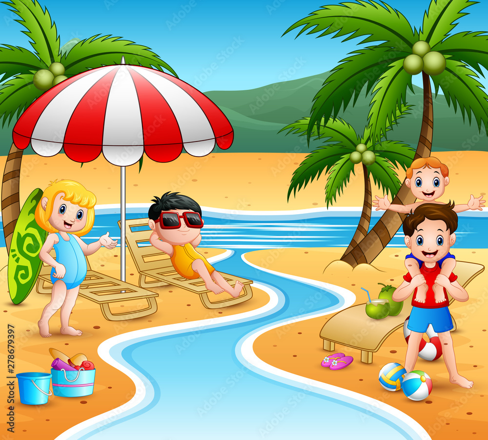 Summer vacation children in the beach