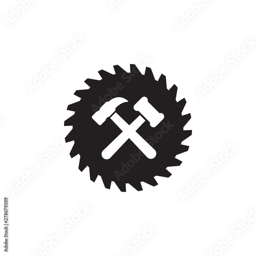 Woodworking gear logo design template vector element isolated
