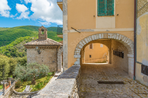 Fototapeta Naklejka Na Ścianę i Meble -  Cottanello (Rieti, Italy) - A very small and charming medieval village with stone hermitage on the Rieti hills, Sabina area, Lazio region, central Italy.