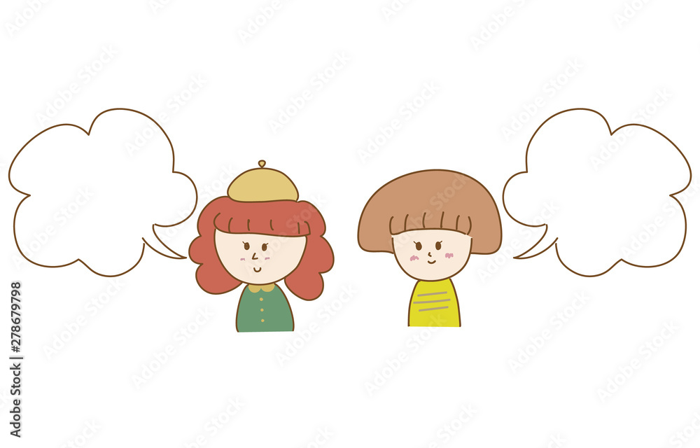 Smiling girls with speech bubble, vector illustration Smiling girls with speech bubble, vector illustration