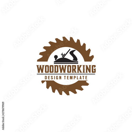 Woodworking gear logo design template vector element isolated