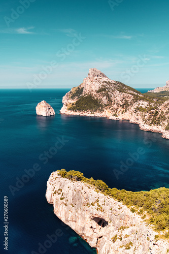 Beautiful mountain islands with Mediterreanean sea ocean water. Cap de Formentor, Serra de Tramuntana, Mallorca, Spain , Balearic Islands photo