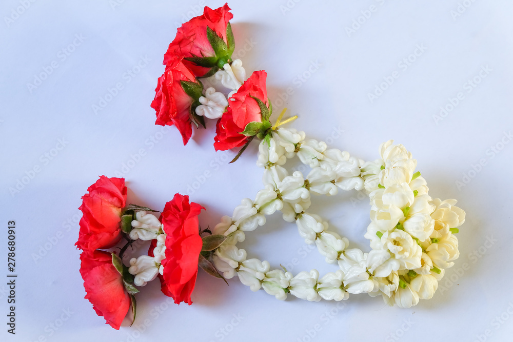 Flower garland on white background Flower garland on white background