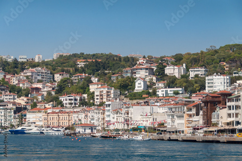 Waterfront houses on a hill. Residential property in Istanbul photo