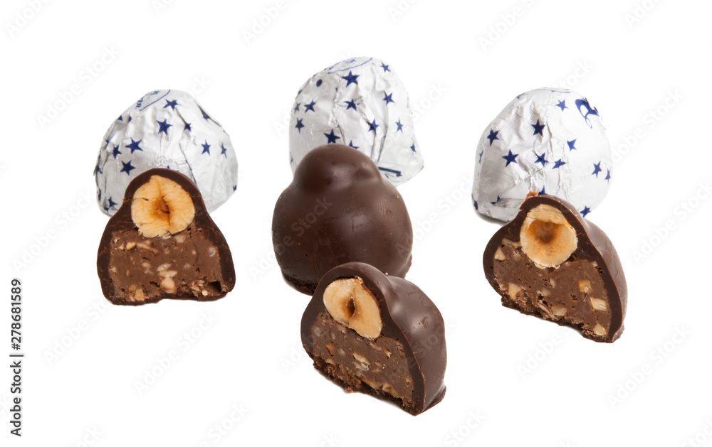 candy cane with nuts isolated candy cane with nuts isolated