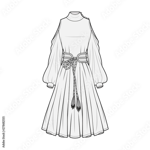 DRESS fashion flat sketch template