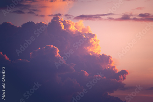 colorful rainy cloud on sunset time and sun light