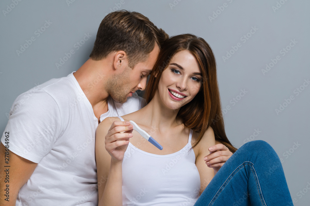 Couple, finding out results of a pregnancy test Couple, finding out results of a pregnancy test