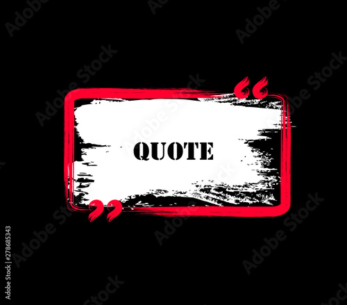 Frame for Quote made by  hand drawn brushes white red black in  cartoon flat modern minimal style for  messages of information or to attract attention or for Black Friday sale