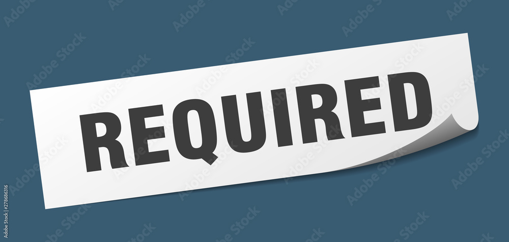 required sticker. required square isolated sign. required