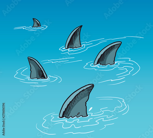 group of shark fins