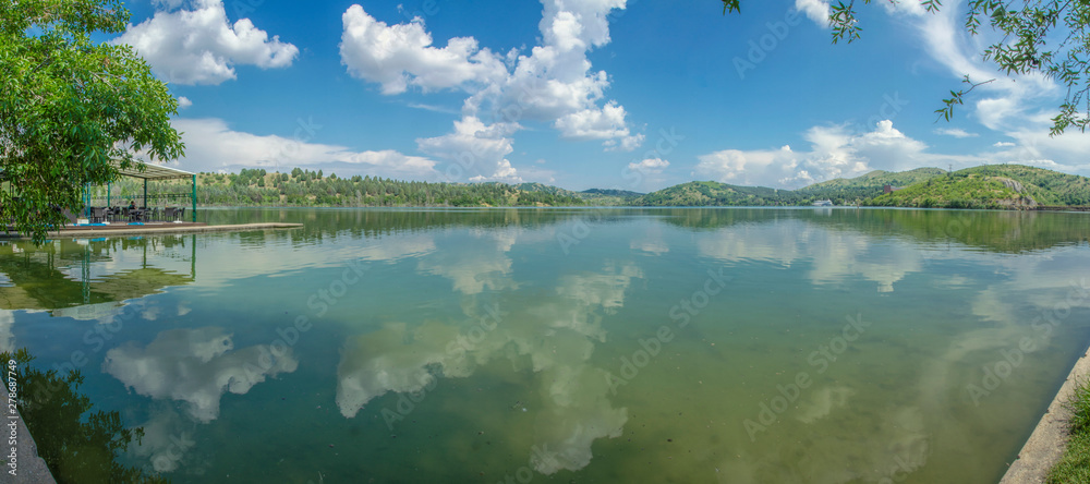 Macedonia, Mladost Lake near Veles city, Panoramic view