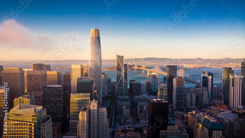 Aerial View of San Francisco Skyline at Sunset © heyengel