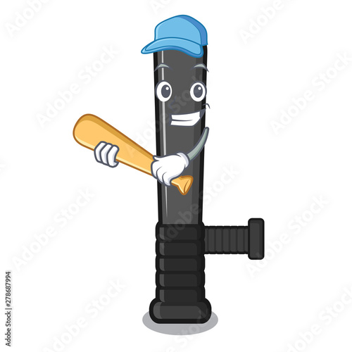 Playing baseball police baton isolated with the character