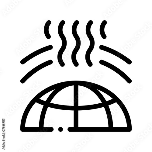 Planet Earth Ozone Hole Vector Thin Line Icon. Planet Evaporation Environmental Problem, Industrial Pollution, Contamination Linear Pictogram. Global Warming, Climate Change Contour Illustration