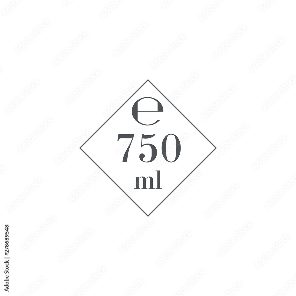 Vecteur Stock Liter l sign (l-mark) estimated volumes 750 milliliters (ml)  Vector symbol packaging, labels used for prepacked foods, drinks different  liters and milliliters. 750 ml vol single icon isolated on white