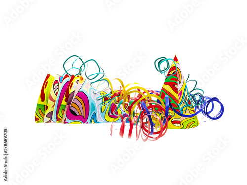 Party hats, paper streamer ...