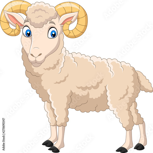 Cartoon funny goat isolated on white background